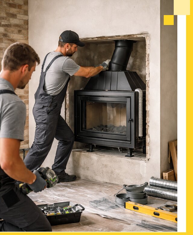 Установка каминных топок в Чусовой: монтаж, подключение