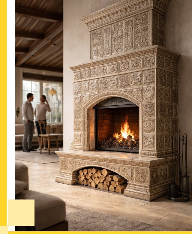 Купить изразцовый камин в Чусовой от 261200 р. | ЭриданЧсв