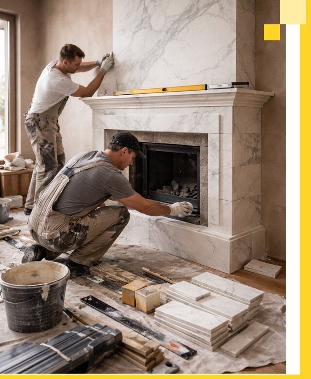 Отделка каминов в Чусовой качественные облицовочные работы