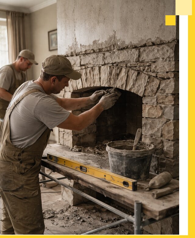 Изготовление каминов под ключ в Чусовой, монтаж и отделка