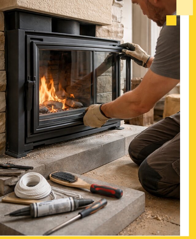 Производство, монтаж и доставка каминов со стеклом в Чусовой