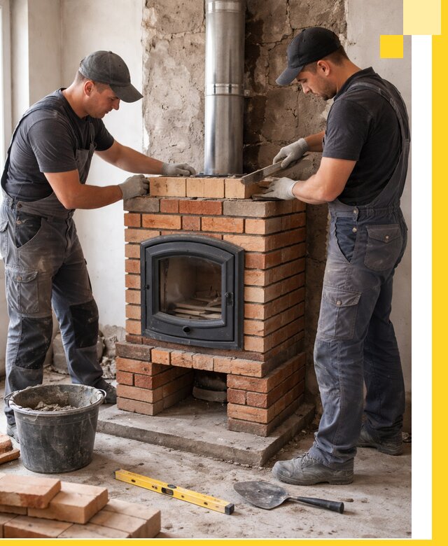 Монтаж печи камина под ключ в Чусовой с гарантией и пусконаладкой