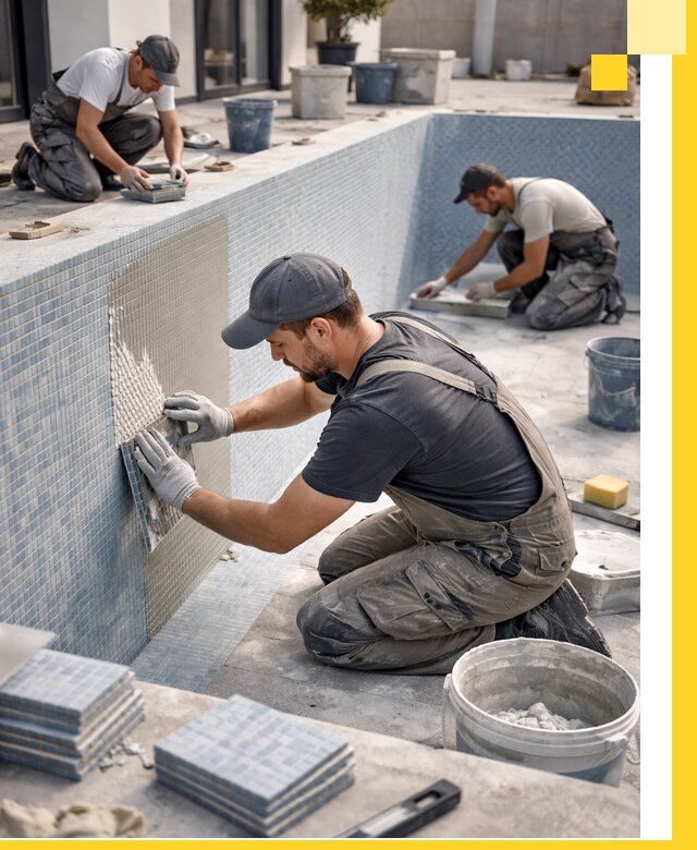 Облицовка бассейнов в Чусовой плитка мозаика гидроизоляция