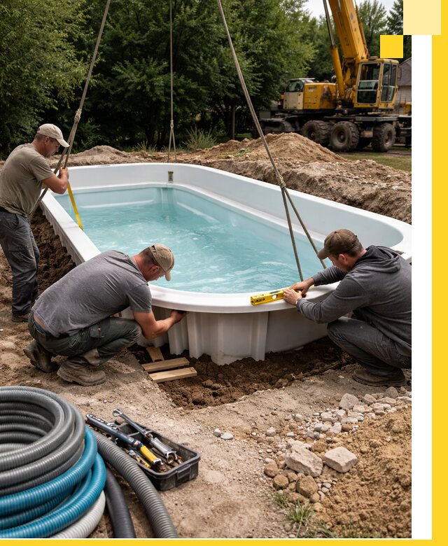 Установка и монтаж композитных бассейнов под ключ в Чусовой