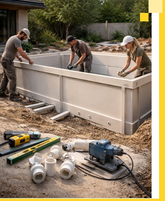 Установка полипропиленовых бассейнов под ключ в Чусовой