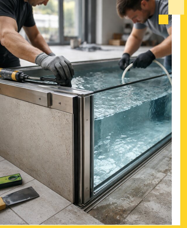 Проектирование и монтаж стеклянных бассейнов в Чусовой