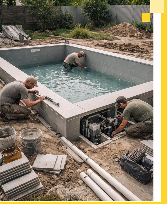 Строительство и монтаж бассейнов для дачи под ключ в Чусовой