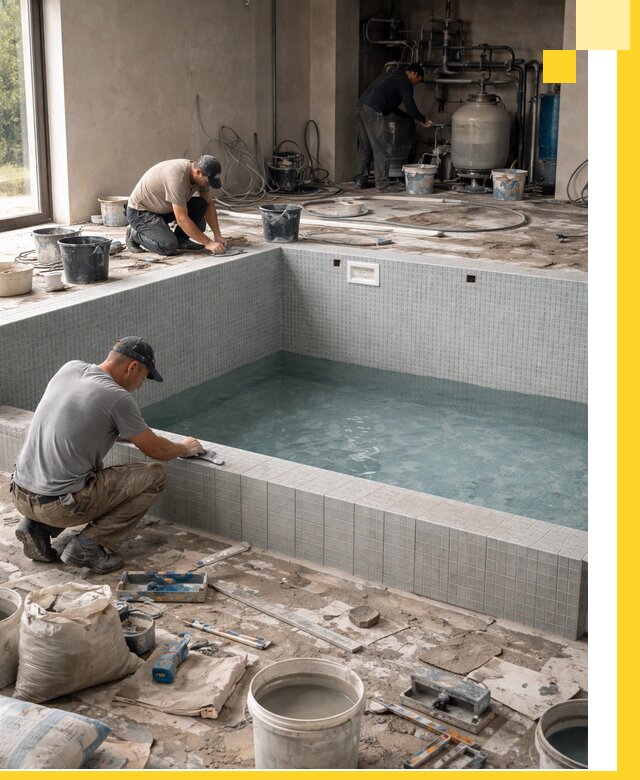 Строительство и монтаж бассейнов в помещении в Чусовой