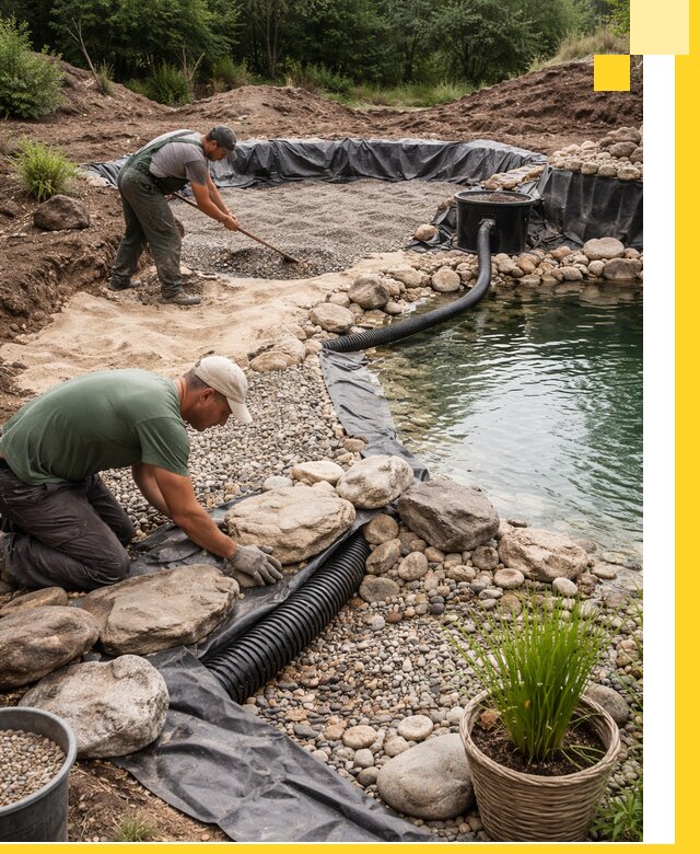 Строительство природных бассейнов и озер в Чусовой под ключ