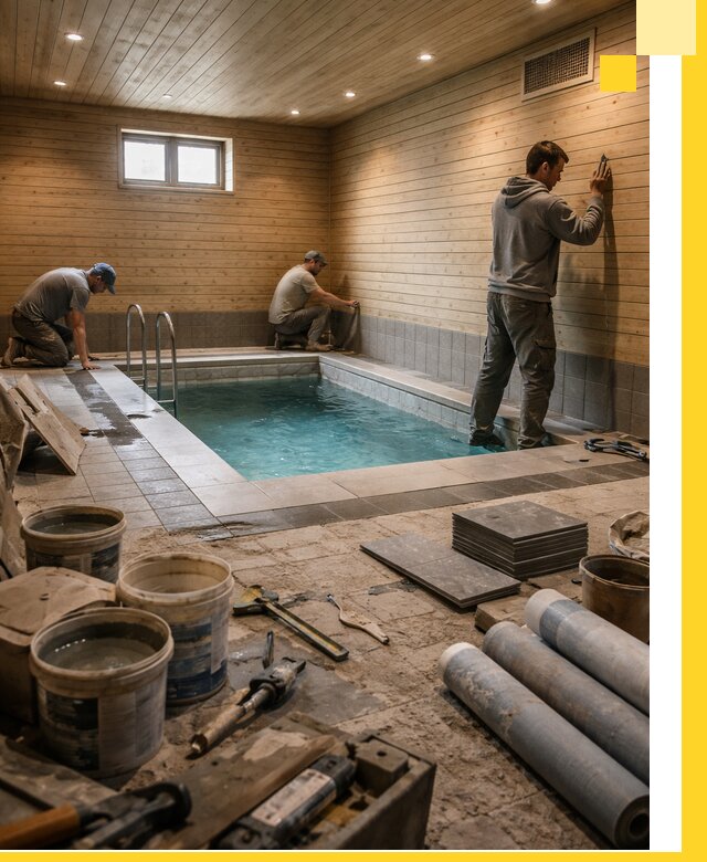 Строительство бани с бассейном и сауной под ключ в Чусовой