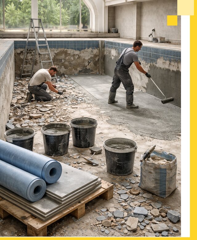 Реконструкция бассейнов в Чусовой: ремонт, гидроизоляция