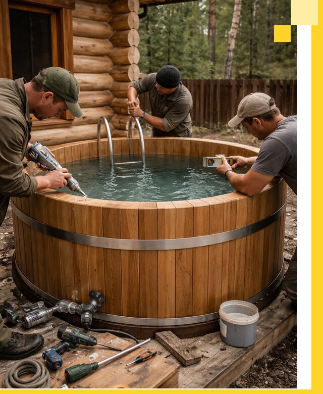 Строительство бань с купелью под ключ и отделкой в Чусовой