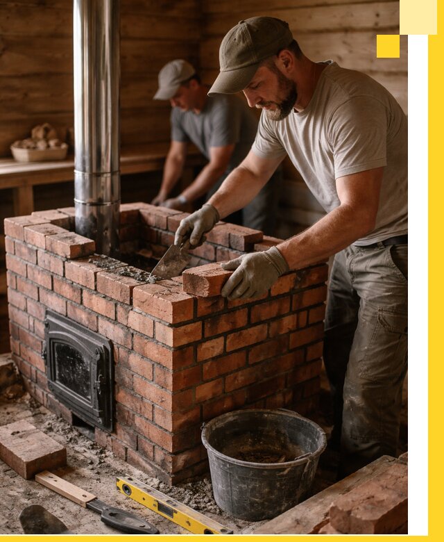 Кирпичные печи для бани под ключ в Чусовой, проект и монтаж