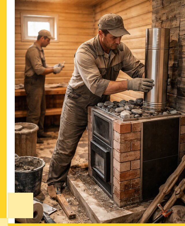 Монтаж печи в бане под ключ в Чусовой от 20896 р. | ЭриданЧсв