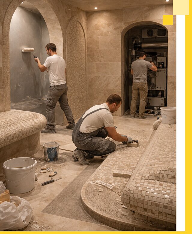 Строительство бани с хамамом и бассейном под ключ в Чусовой