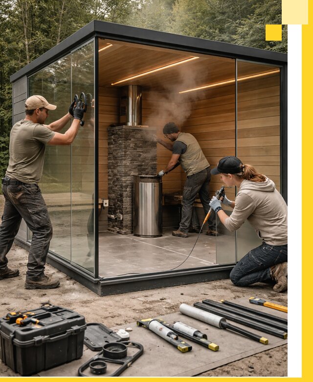 Проектирование и строительство стеклянных бань в Чусовой