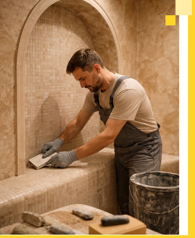 Профессиональная отделка хамамов с мозаикой под ключ в Чусовой