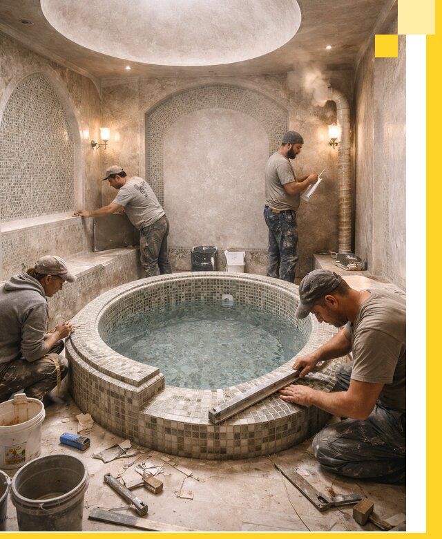 Профессиональное строительство хамама с бассейном в Чусовой под ключ