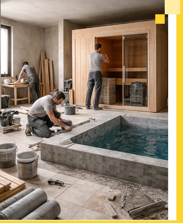 SPA зоны под ключ с бассейном сауной и печью в Чусовой